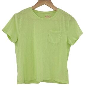 Crewcuts J.Crew Kids Lime Green Weekend Tee Cotton Slub Pocket T-Shirt XXL 15-16